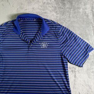Disney Parks Golf Polo Shirt Striped Blue White Menswear Golfing LRG/XL (Read)